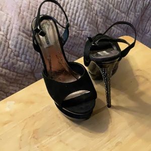 Steve Madden platform heels, Size 11M, Black, rhinestone heel bottom